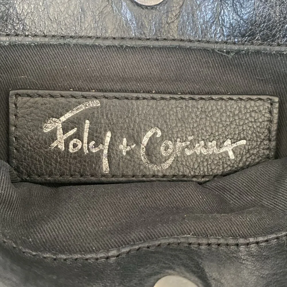 Foley + Corinna Black Leather Crossbody Hand Bag 2 Ways Contemporary Boho Chic - Picture 7 of 8
